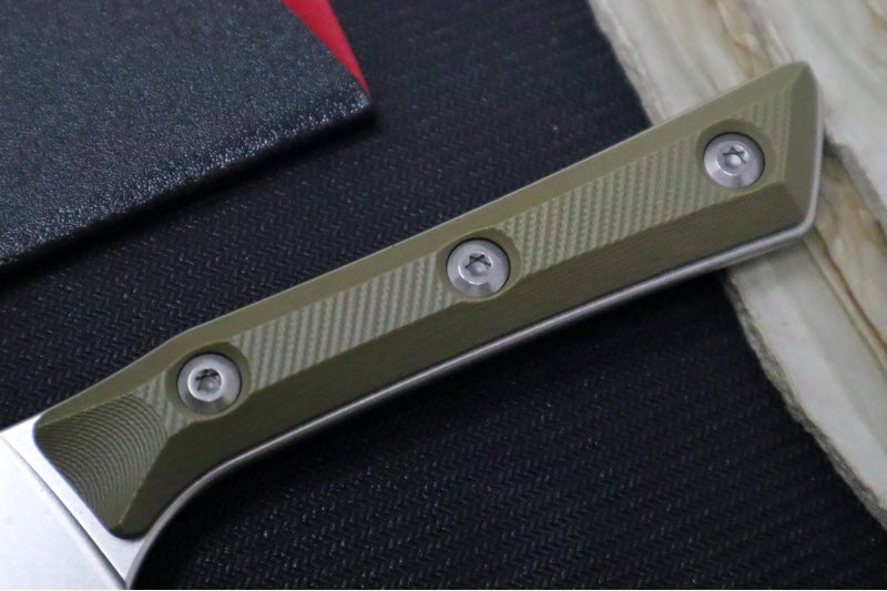 Microtech 4" Santoku Knife - M390MK Steel / Stonewashed Finish / OD Green G-10 Handle 3300-10OD