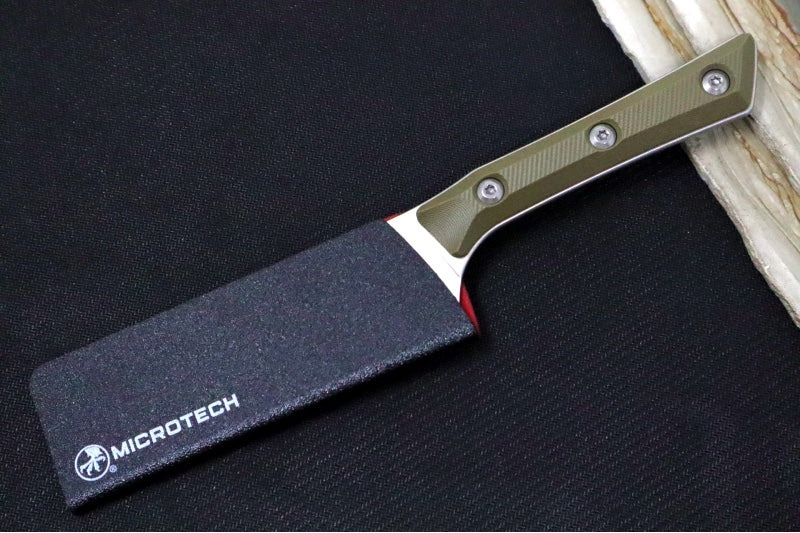 Microtech 4" Santoku Knife - M390MK Steel / Stonewashed Finish / OD Green G-10 Handle 3300-10OD - Northwest Knives