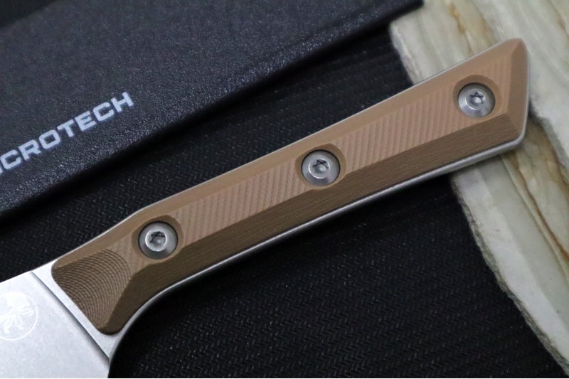 Microtech 4" Santoku Knife - M390MK Steel / Stonewashed Finish / Coyote Tan G-10 Handle 3300-10CE