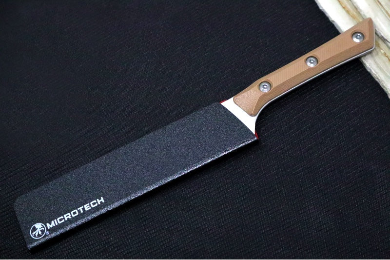 Microtech Utility Knife - M390MK Steel / Stonewashed Finish / Coyote Tan G-10 Handle 3400-10CE