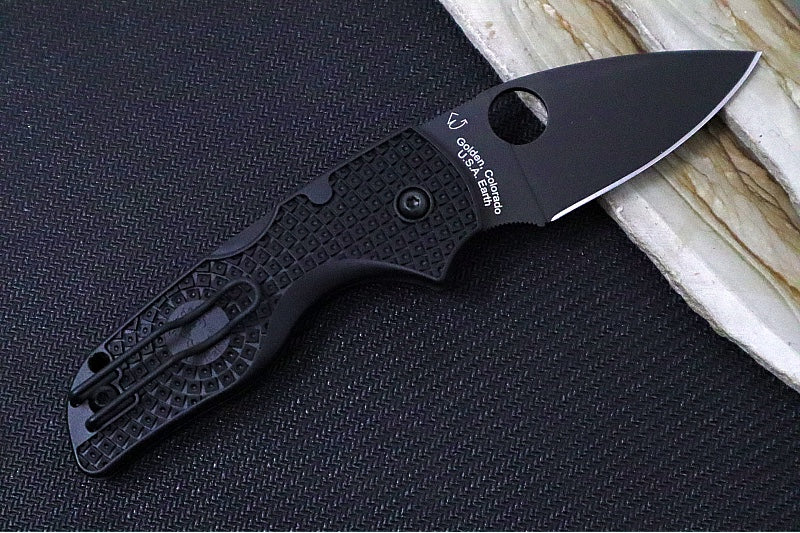 Spyderco Lil Native Lockback Lightweight - Black FRN / Black Finish / BDN1 Steel / Leaf Blade C230PBBK - Northwest Knives