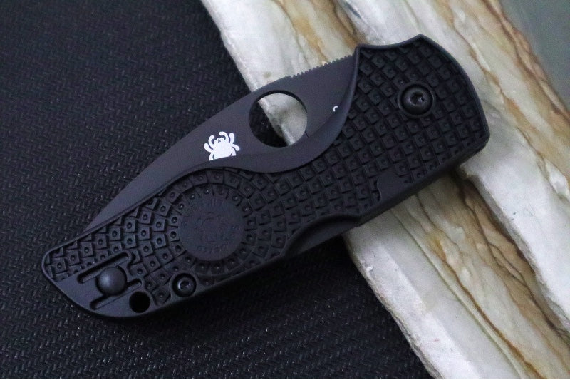 Spyderco Lil Native Lockback Lightweight - Black FRN / Black Finish / BDN1 Steel / Leaf Blade C230PBBK - Northwest Knives