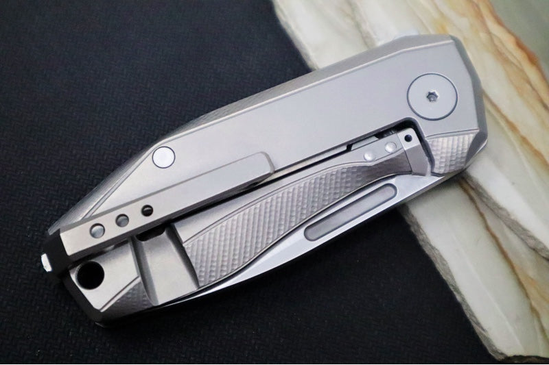 Lionsteel Nano Flipper - Stonewashed Finish / Drop Point Blade / M390 Steel / Black Carbon Fiber Handle NA01CF