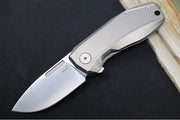 Lionsteel Nano Flipper - Stonewashed Finish / Drop Point Blade / M390 Steel / Grey Titanium Handle NA01GY - Northwest Knives