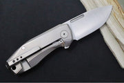 Lionsteel Nano Flipper - Stonewashed Finish / Drop Point Blade / M390 Steel / Grey Titanium Handle NA01GY - Northwest Knives