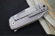 Lionsteel Nano Flipper - Stonewashed Finish / Drop Point Blade / M390 Steel / Grey Titanium Handle NA01GY - Northwest Knives