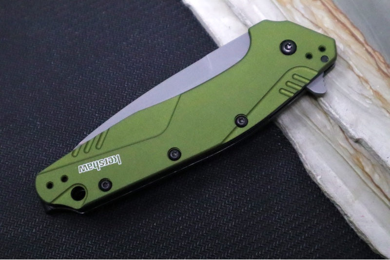 Kershaw 1812OLCB Dividend Assisted Opening - D2 & N690 Composite Blade / OD Green Aluminum Handle - Northwest Knives