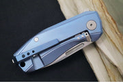 Lionsteel Nano Flipper - Stonewashed Finish / Drop Point Blade / M390 Steel / Blue Titanium Handle NA01BL - Northwest Knives
