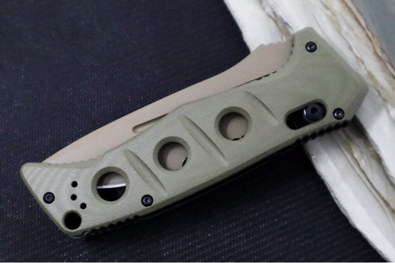 Benchmade 275SFE-2 Adamas - Flat Dark Earth CPM-CruWear Drop Point Combo Blade / OD Green G-10 Handle