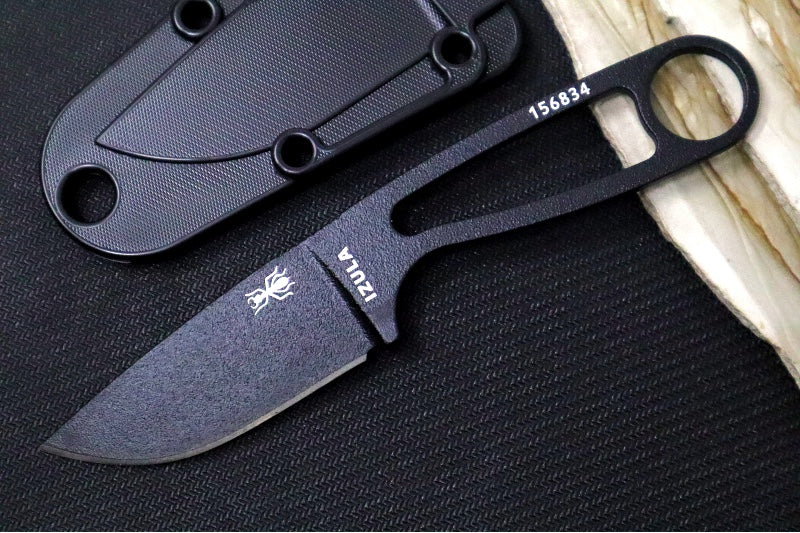 Esee Knives Izula - Black 440C Skeletonized Handle / 1095 Steel Blade / Black Textured Powdered Blade IZULA-B - Northwest Knives