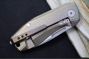 Lionsteel Nano Flipper - Stonewashed Finish / Drop Point Blade / M390 Steel / Bronzed Titanium Handle NA01BR - Northwest Knives