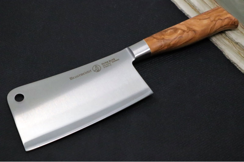 Messermeister - Oliva Elite 6" Cleaver - Fully Forged German Stainless Steel - Natural Italian Olive Wood Handle - Made in Solingen, Germany - Northwest Knives