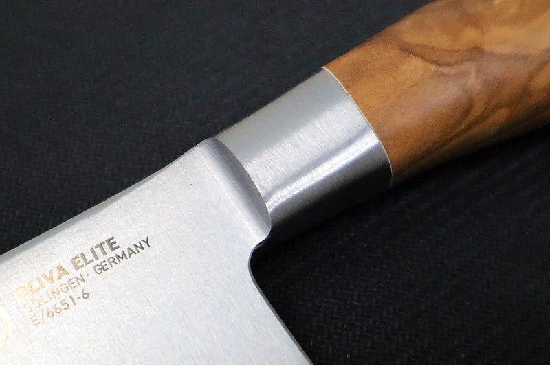 Messermeister - Oliva Elite 6" Cleaver - Fully Forged German Stainless Steel - Natural Italian Olive Wood Handle - Made in Solingen, Germany