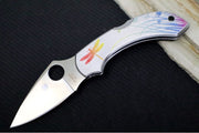 Spyderco Dragonfly SS Tattoo - Anodized Stainless Steel Handle / Leaf Shaped Blade / Satin Finish / VG10 Steel C28PT - Northwest Knives