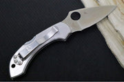 Spyderco Dragonfly SS Tattoo - Anodized Stainless Steel Handle / Leaf Shaped Blade / Satin Finish / VG10 Steel C28PT - Northwest Knives
