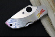Spyderco Dragonfly SS Tattoo - Anodized Stainless Steel Handle / Leaf Shaped Blade / Satin Finish / VG10 Steel C28PT - Northwest Knives