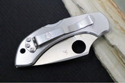Spyderco Dragonfly SS Tattoo - Anodized Stainless Steel Handle / Leaf Shaped Blade / Satin Finish / VG10 Steel C28PT - Northwest Knives