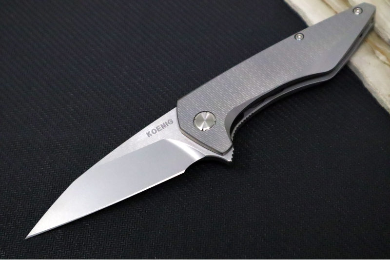 Koenig Mini Goblin - PCF Patterned Handle - Burnished Blade with Polished Flats - Silver Anodized Spacer & Hardware MG11211111PCF
