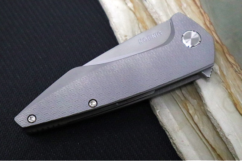 Koenig Mini Goblin - PCF Patterned Handle - Burnished Blade with Polished Flats - Silver Anodized Spacer & Hardware MG11211111PCF