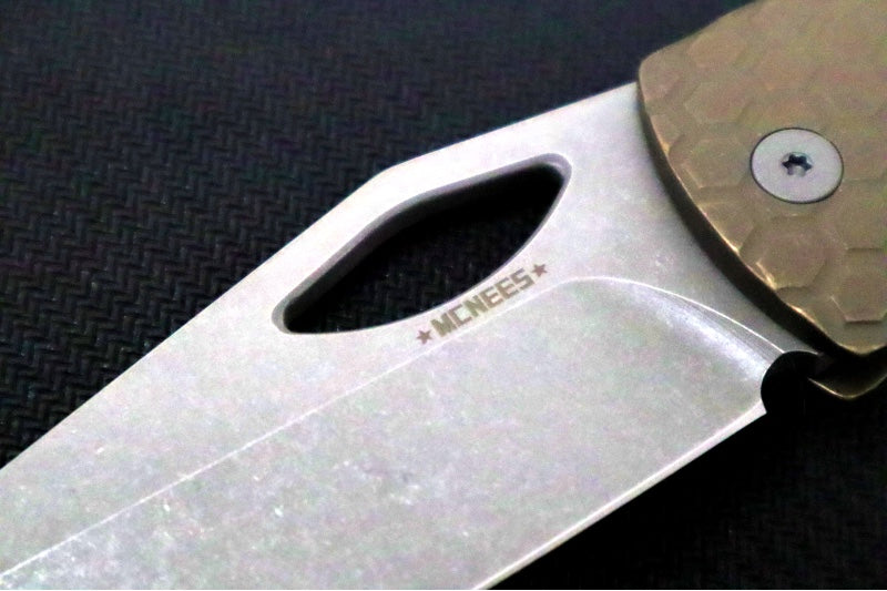 McNees Knives 3.75" DX Dixon - CPM-Magnacut Steel / Drop Point / Bronzed Anodized Honeycomb Titanium Handle & Stonewashed Hardware