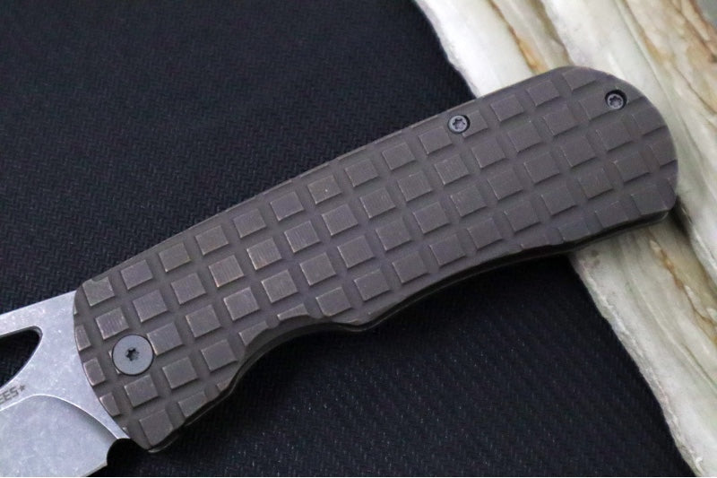 McNees Knives 3.75" DX Dixon - CPM-Magnacut Steel / Drop Point / Bronzed Anodized Frag Titanium Handle & Stonewashed Hardware