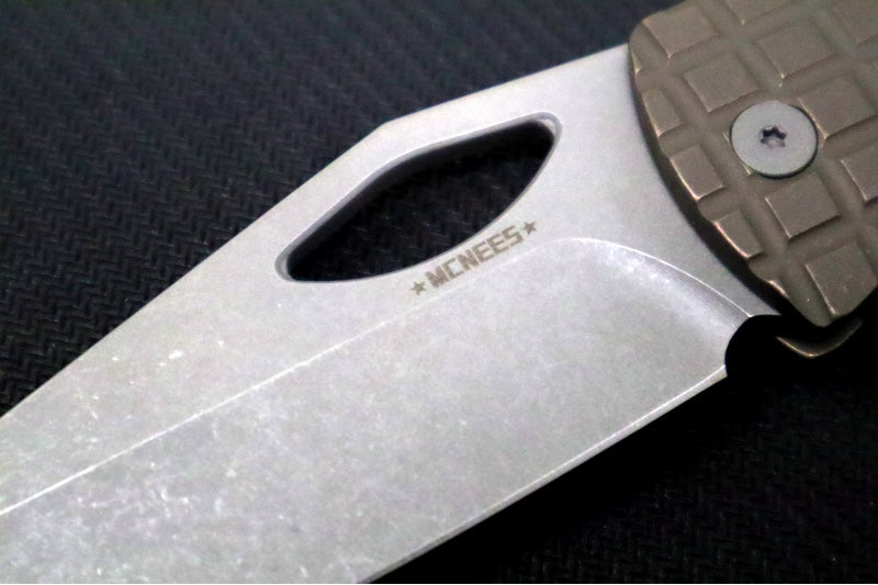 McNees Knives 3.75" DX Dixon - CPM-Magnacut Steel / Drop Point / Bronzed Anodized Frag Titanium Handle & Stonewashed Hardware