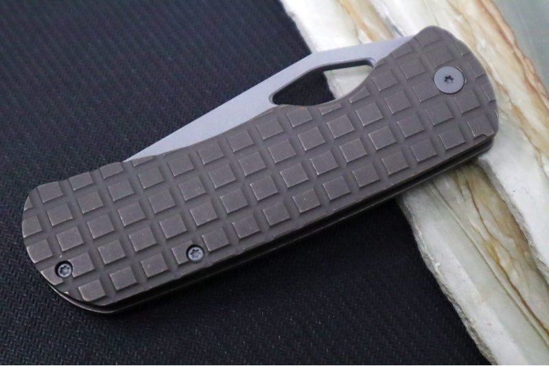 McNees Knives 3.75" DX Dixon - CPM-Magnacut Steel / Drop Point / Bronzed Anodized Frag Titanium Handle & Stonewashed Hardware