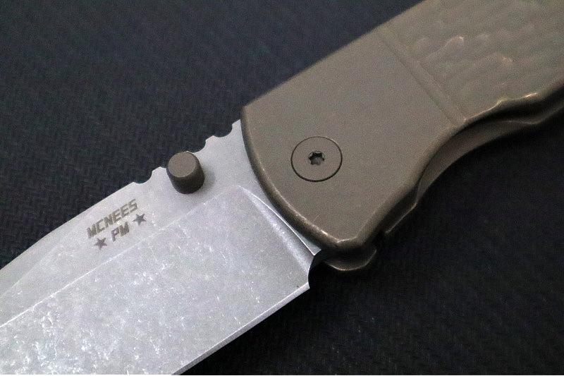 McNees Knives PM Mac2 3.5" BJIG Folding Knife - CPM-Magnacut Steel / Drop Point / Bronzed Anodized Titanium Handle & Bronze Atomic Anodized Hardware