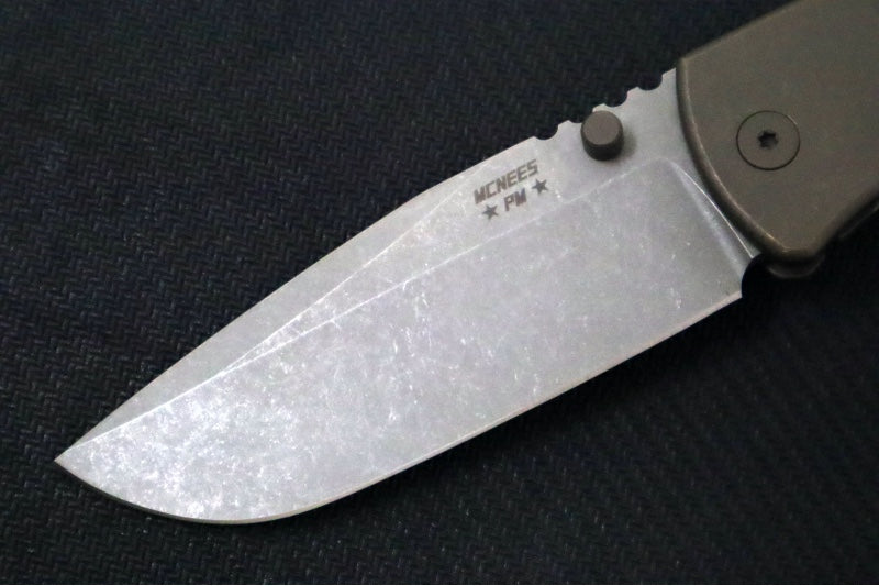 McNees Knives PM Mac2 3.5" BJIG Folding Knife - CPM-Magnacut Steel / Drop Point / Bronzed Anodized Titanium Handle & Bronze Atomic Anodized Hardware