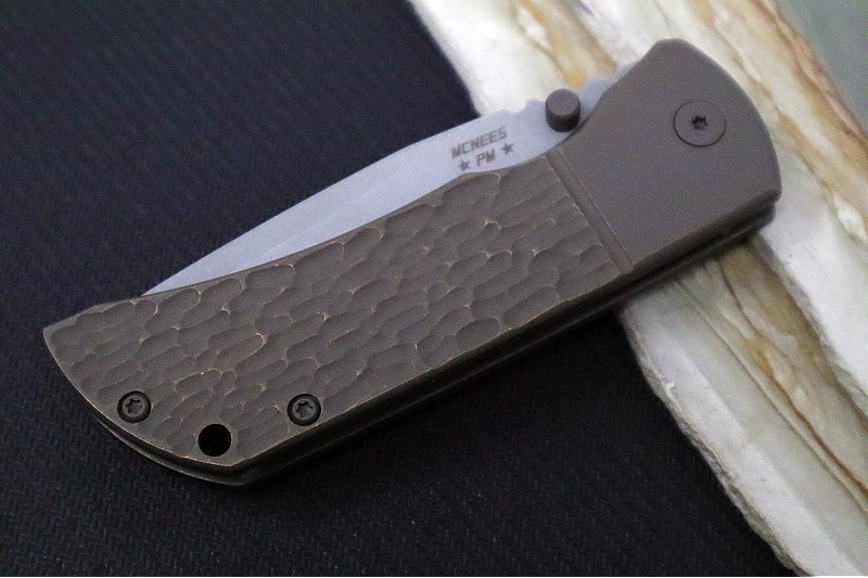McNees Knives PM Mac2 3.5" BJIG Folding Knife - CPM-Magnacut Steel / Drop Point / Bronzed Anodized Titanium Handle & Bronze Atomic Anodized Hardware - Northwest Knives