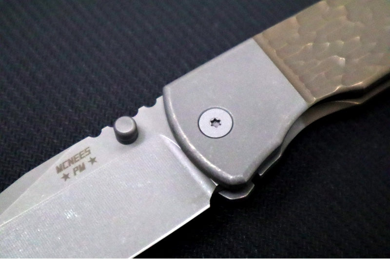 McNees Knives PM Mac2 3.5" Swerve Folding Knife - CPM-Magnacut Steel / Drop Point / Bronzed Anodized Titanium Handle & Stonewashed Hardware