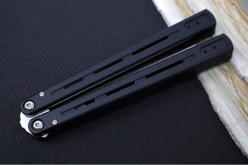 Pro Tech Flyfather 2 Balisong - Satin Spearpoint Blade/ 154CM Steel / Black Anodized Aluminum Handle FF2101