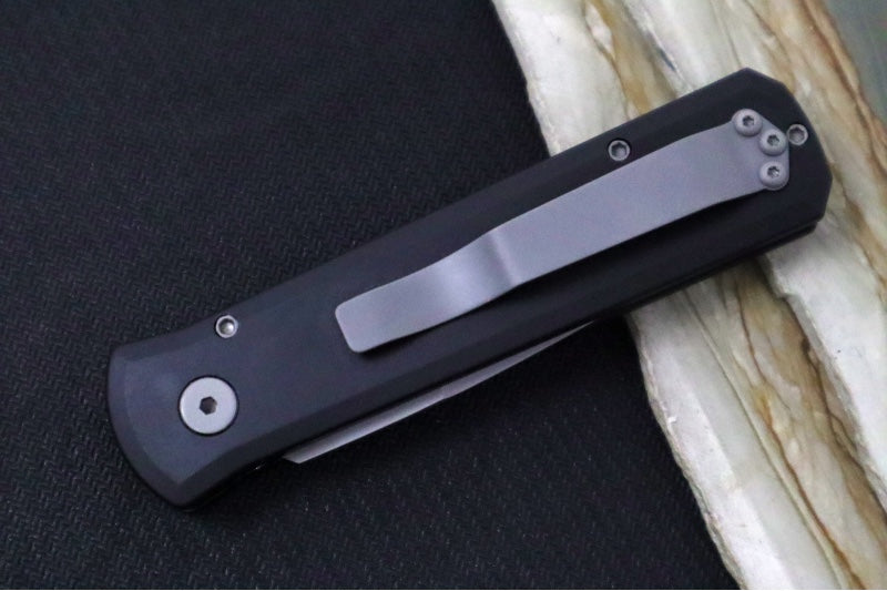 Pro Tech Godson Auto LEFTIE - Black Anodized Aluminum Handle / 154CM Steel / Blasted Finish 720-LH - Northwest Knives