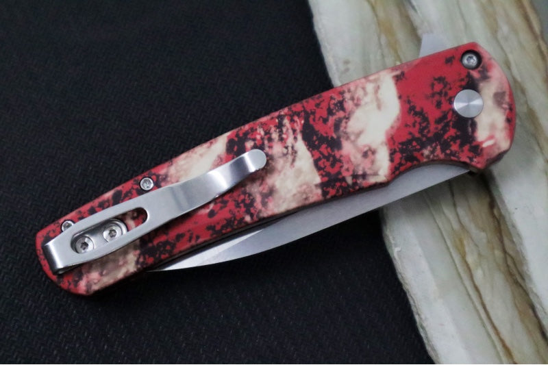 Pro Tech Malibu Flipper Limited -  "Crimson Tiger Camo" Anodized Handle / Black Lip Button / Wharncliffe Blade / CPM-Magnacut 5300-CTC