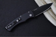 Pro Tech Duke 2 Auto One of a Kind Custom - Black Blade / CPM-Magnacut Steel / Pearl Inlay Push Button / Custom Micarta Inlay & Black Anodized Aluminum Handle - Northwest Knives