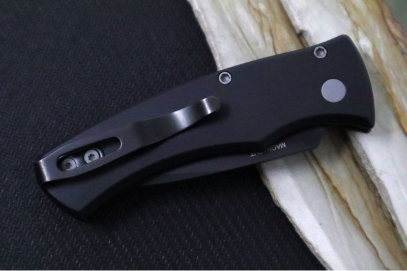 Pro Tech Duke 2 Auto One of a Kind Custom - Black Blade / CPM-Magnacut Steel / Pearl Inlay Push Button / Custom Micarta Inlay & Black Anodized Aluminum Handle