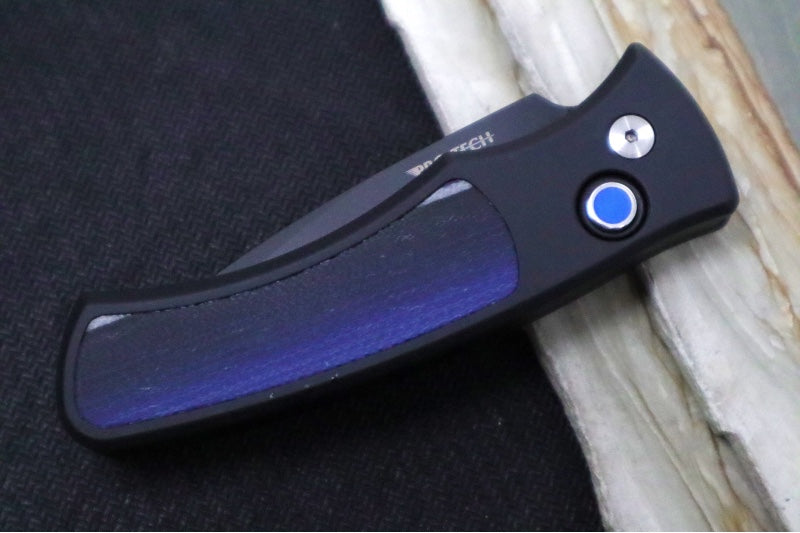 Pro Tech Duke 2 Auto One of a Kind Custom - Black Blade / CPM-Magnacut Steel / Pearl Inlay Push Button / Custom Micarta Inlay & Black Anodized Aluminum Handle