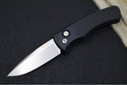 Pro Tech Duke 2 Auto Blade Show West Exclusive - Stonewashed Drop Point Blade/ CPM-Magnacut Steel / Black Anodized Aluminum Handle / Gold Lip Pearl Button BSW25.Duke.1 - Northwest Knives
