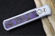 Pro Tech Godson Auto Blade Show West Exclusive - Grey Aluminum Handle with Purple Marble Carbon Fiber Insert / Abalone Push Button / Machine Satin 20CV Blade / Polished Deep Carry Clip BSW25.Godson.2 - Northwest Knives