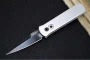 Pro Tech Godson Auto Blade Show West Exclusive - Clear Anodized Aluminum Handle / Black Lip Pearl Push Button / Satin Black DLC 20CV Blade / Black DLC Deep Carry Clip BSW25.Godson.1 - Northwest Knives