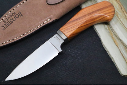Lionsteel Willy Fixed Blade - Santos Wood Handle / M390 Steel Steel / Leather Sheath WL1ST