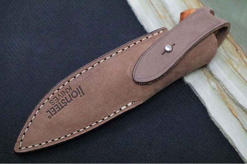 Lionsteel Willy Fixed Blade - Santos Wood Handle / M390 Steel Steel / Leather Sheath WL1ST - Northwest Knives