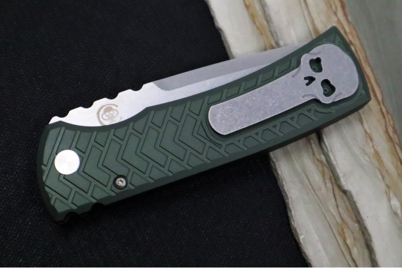 Pro Tech Chaves Redencion Blade Show West Exclusive - "Tread" Green Anodized Aluminum Handle / Tanto Blade / CPM-S35VN Steel / Mosaic Pin Push Button BSW25.Redencion.1