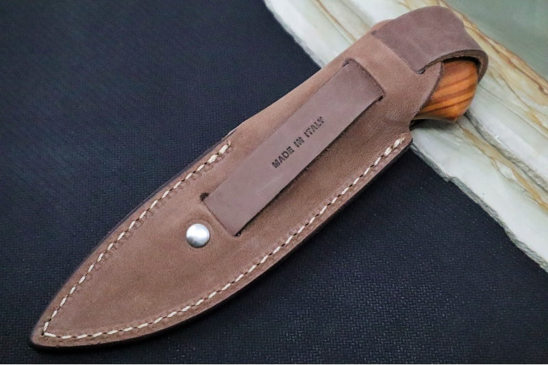 Lionsteel Willy Fixed Blade - Santos Wood Handle / M390 Steel Steel / Leather Sheath WL1ST - Northwest Knives