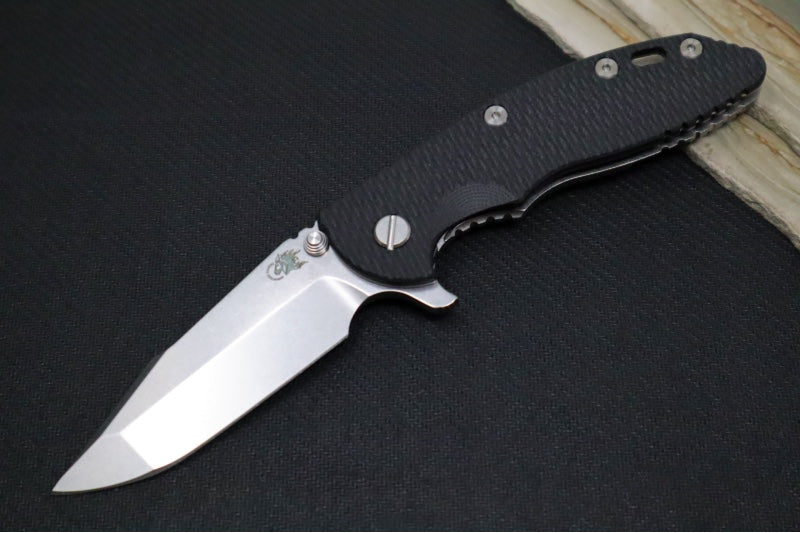 Rick Hinderer Knives XM-18 - 3.5" - Harpoon Spanto / Stonewashed Finish / Black G-10 & Titanium Handle