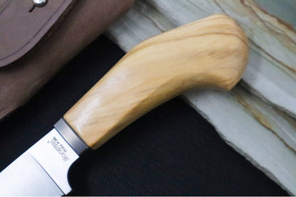 Lionsteel Willy Fixed Blade - Santos Wood Handle / M390 Steel Steel / Leather Sheath WL1UL