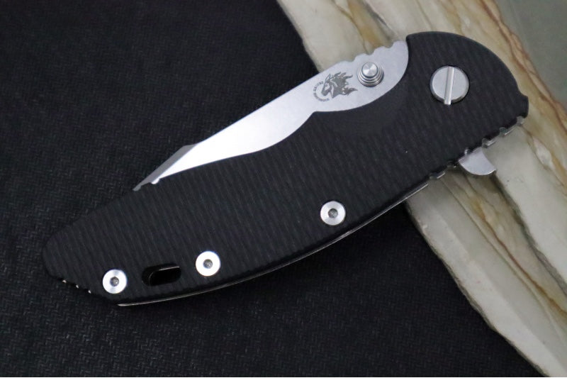 Rick Hinderer Knives XM-18 - 3.5" - Harpoon Spanto / Stonewashed Finish / Black G-10 & Titanium Handle