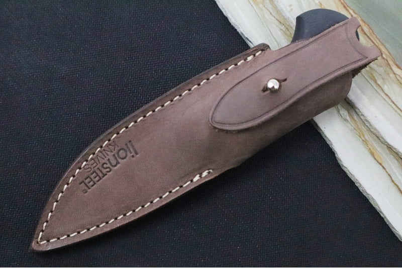 Lionsteel Willy Fixed Blade - Black Carbon Fiber Handle / M390 Steel Steel / Leather Sheath WL1-CF - Northwest Knives