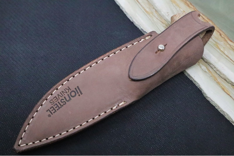Lionsteel Willy Fixed Blade - Natural Micarta Handle / M390 Steel / Leather Sheath WL1-CVN - Northwest Knives