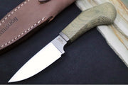 Lionsteel Willy Fixed Blade - Green Micarta Handle / M390 Steel / Leather Sheath WL1-CVG - Northwest Knives